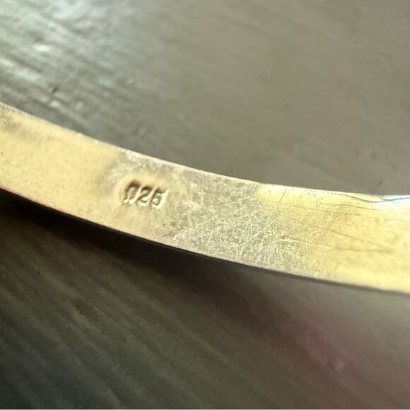 925 Sterling Silver Etched Bangle Bracelet - Picture 3 of 10